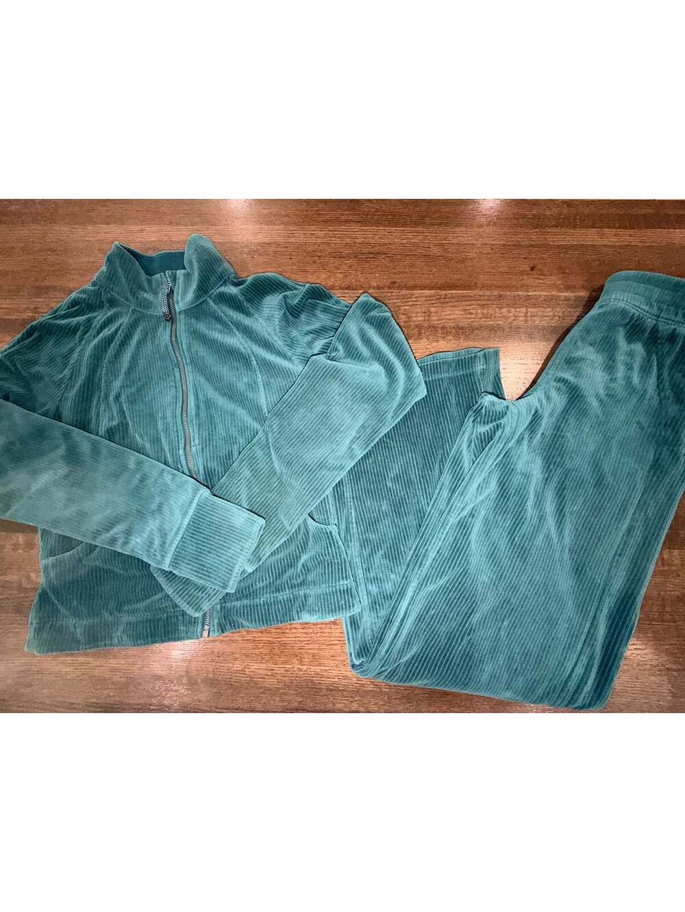 Lululemon Scuba Track Jacket Wide-Leg Pants Set Size 4 Velvet Corduroy Fabric